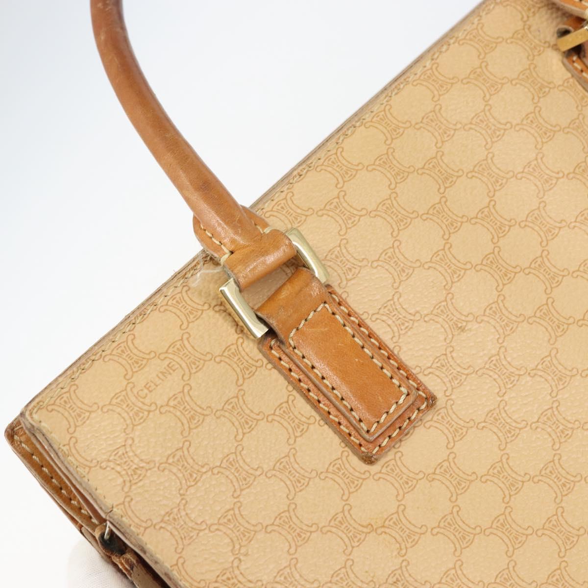 CELINE Macadam Canvas Hand Bag PVC Beige Gold Auth 161381