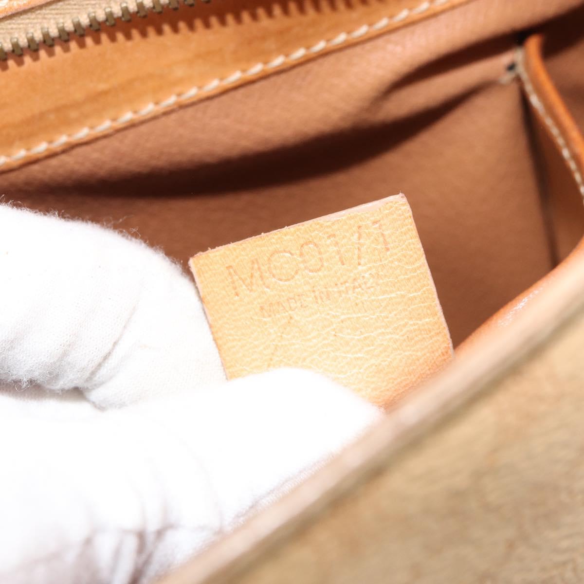 CELINE Macadam Canvas Hand Bag PVC Beige Gold Auth 161381