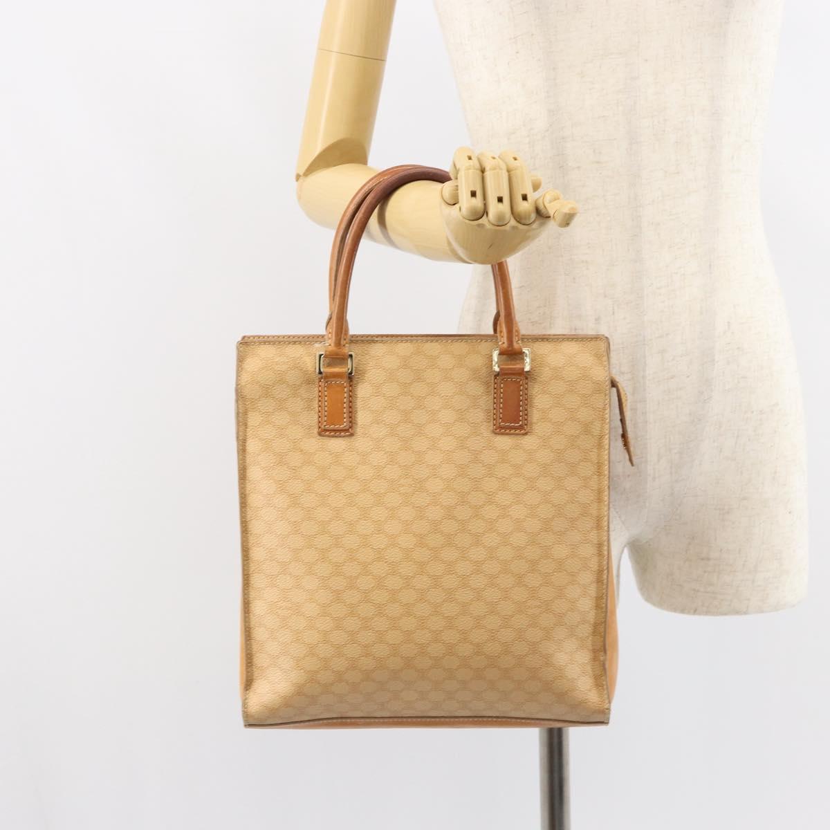 CELINE Macadam Canvas Hand Bag PVC Beige Gold Auth 161381