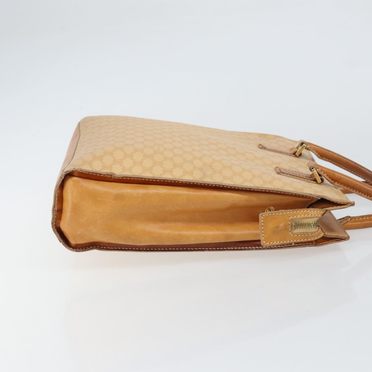 CELINE Macadam Canvas Hand Bag PVC Beige Gold Auth 161381