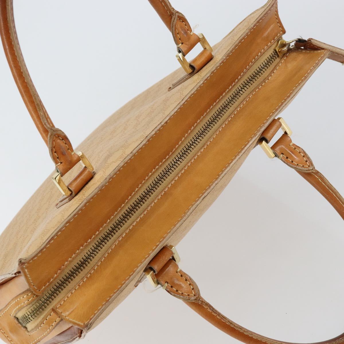 CELINE Macadam Canvas Hand Bag PVC Beige Gold Auth 161381
