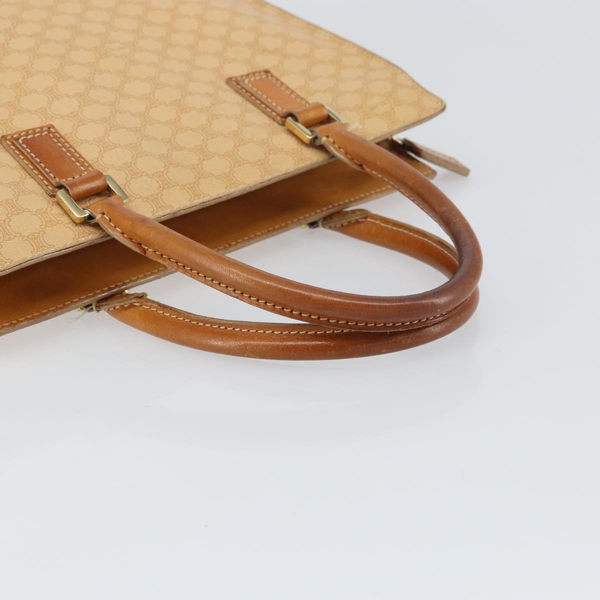 CELINE Macadam Canvas Hand Bag PVC Beige Gold Auth 161381