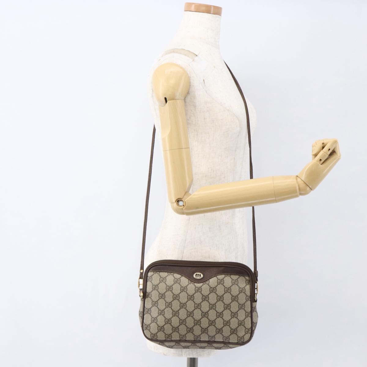 GUCCI GG Supreme Shoulder Bag PVC Beige Gold 97 02 068 Auth 161385