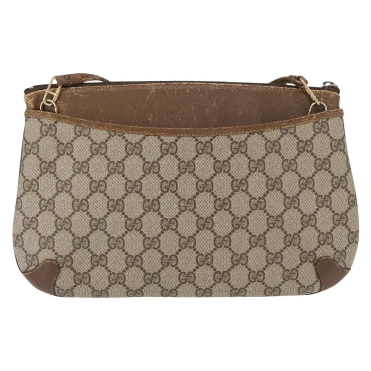 GUCCI GG Supreme Web Sherry Line Shoulder Bag PVC Beige 89 02 026 Auth 161386