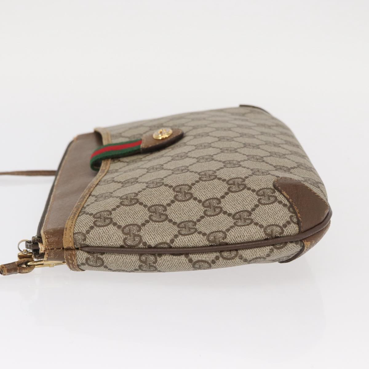GUCCI GG Supreme Web Sherry Line Shoulder Bag PVC Beige 89 02 026 Auth 161386