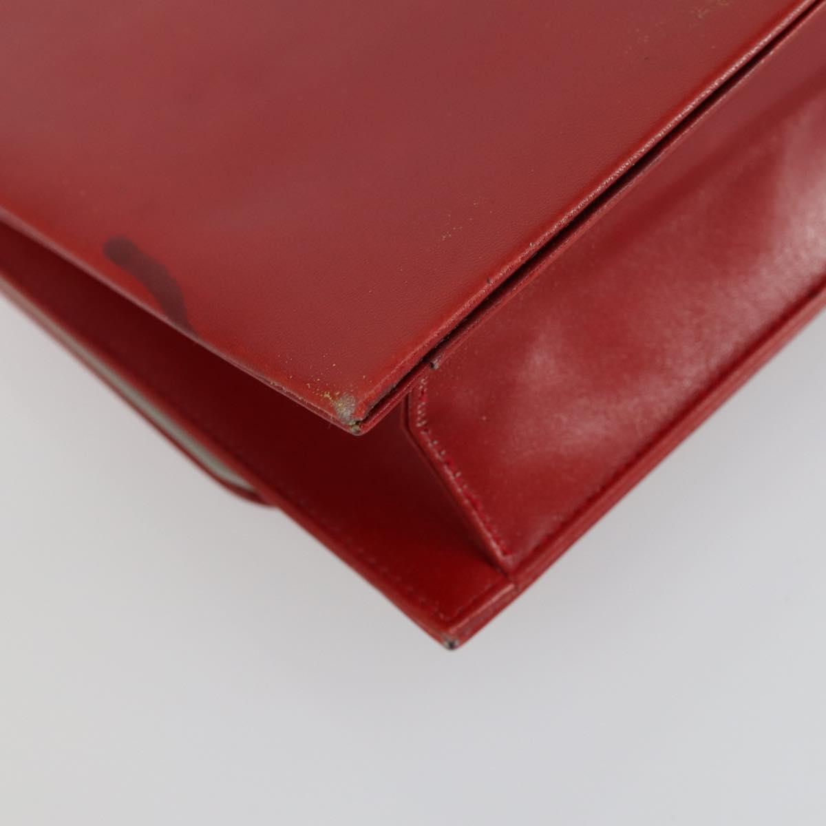 Christian Dior Chain Shoulder Bag Leather Red Gold Auth 161387