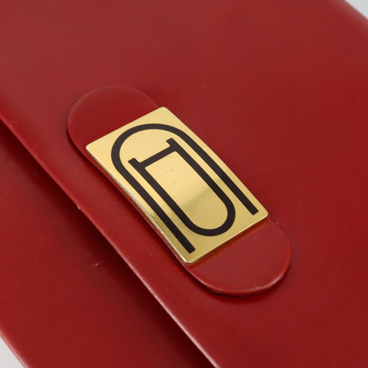 Christian Dior Chain Shoulder Bag Leather Red Gold Auth 161387