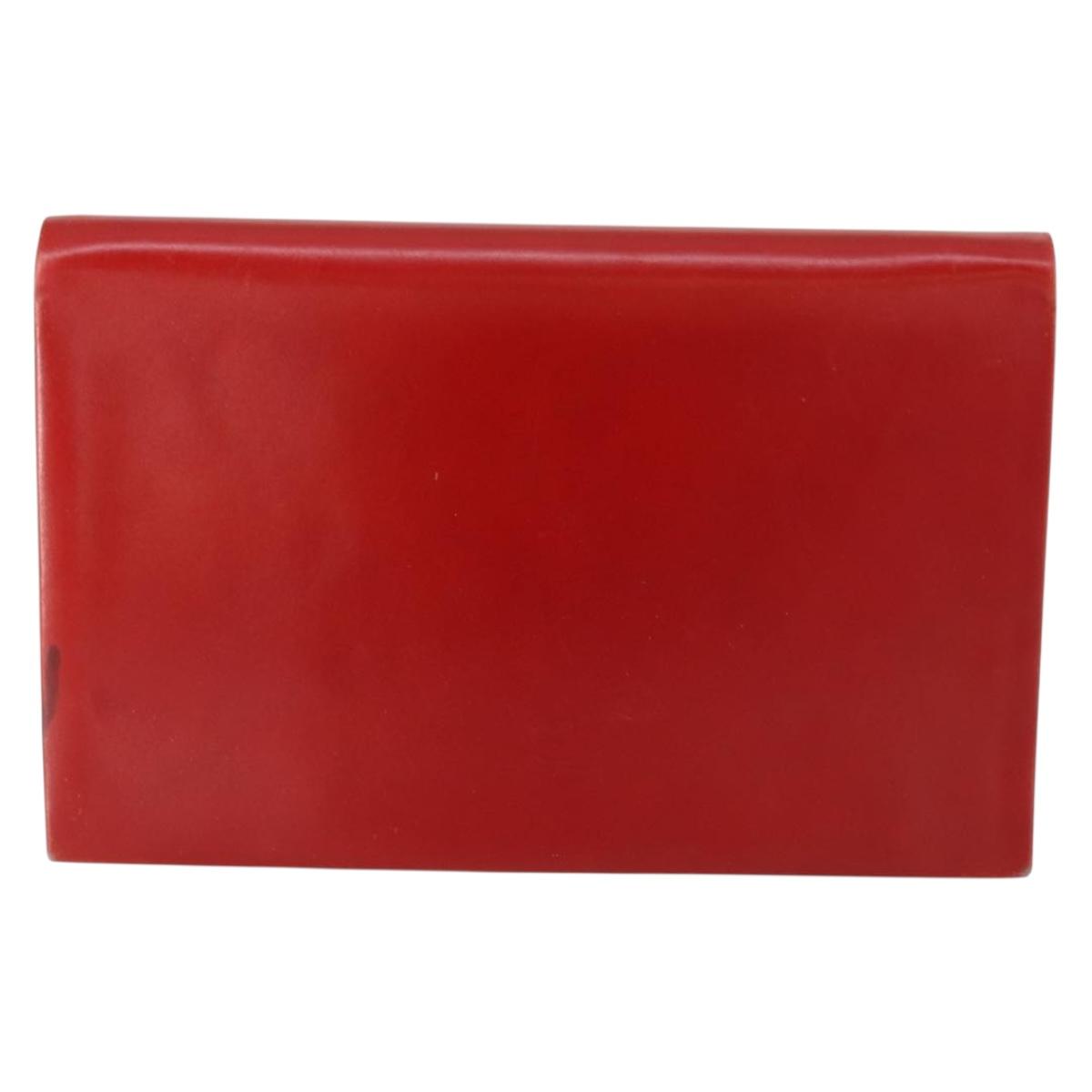 Christian Dior Chain Shoulder Bag Leather Red Gold Auth 161387