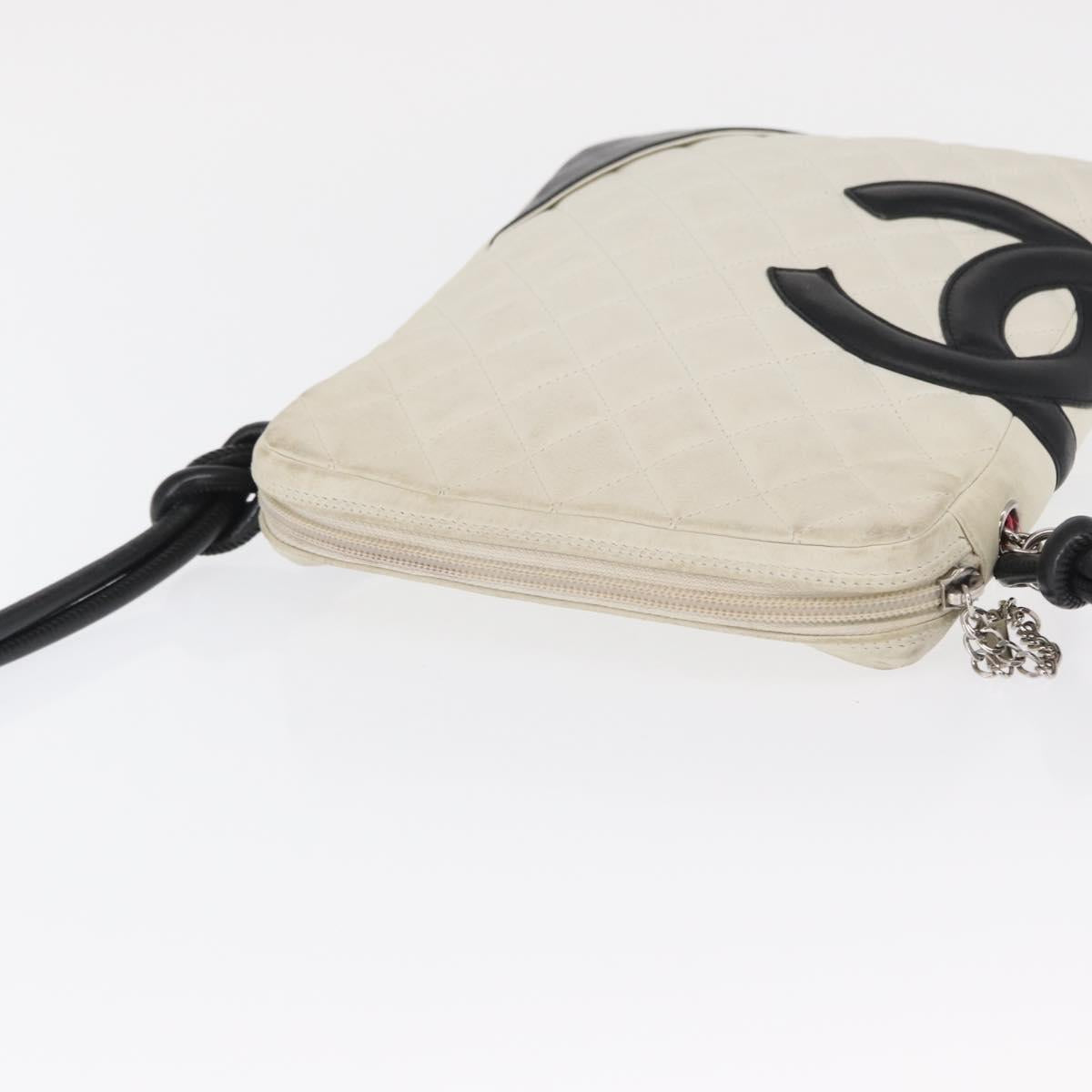 CHANEL Cambon Line Matelasse Shoulder Bag Leather Black Silver CC Auth 161402A