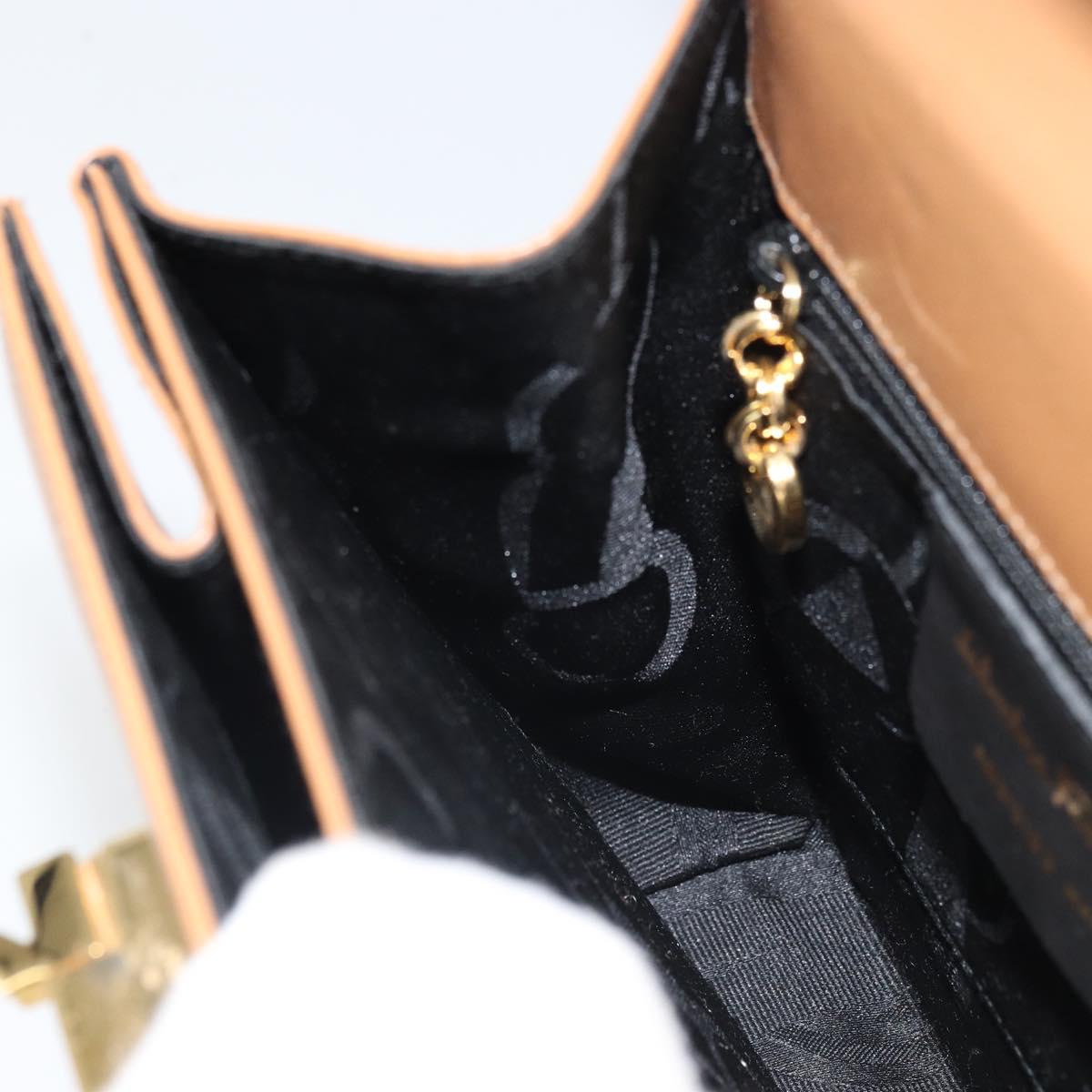 Salvatore Ferragamo Gancini Hand Bag Leather 2way Beige Gold Auth 161403