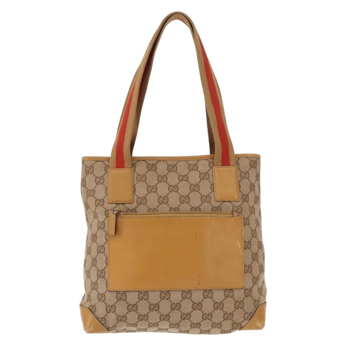 GUCCI GG Canvas Sherry Line Tote Bag Beige 019 0402 1705 Auth 161406