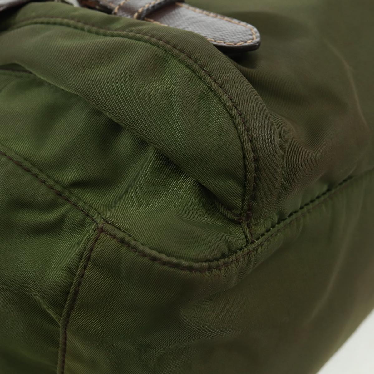 PRADA Shoulder Bag Nylon Green Silver Auth 161408