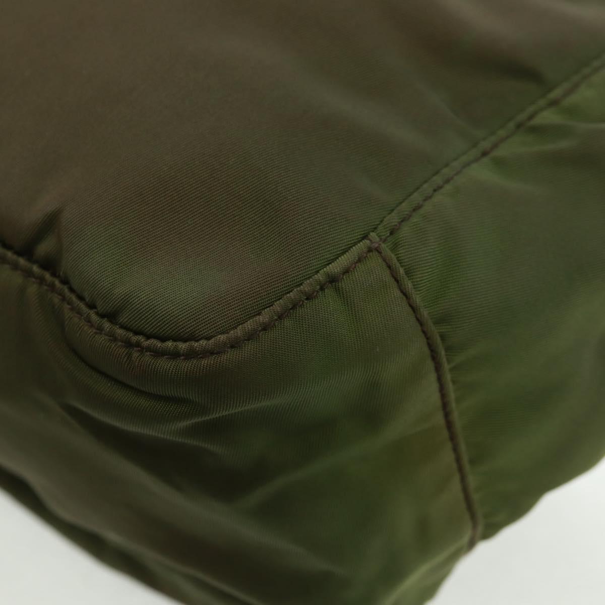 PRADA Shoulder Bag Nylon Green Silver Auth 161408