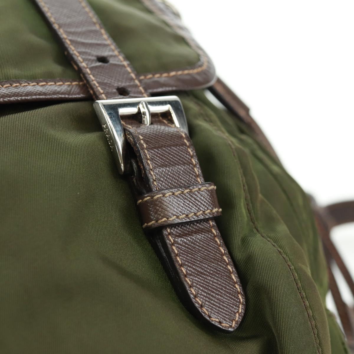 PRADA Shoulder Bag Nylon Green Silver Auth 161408