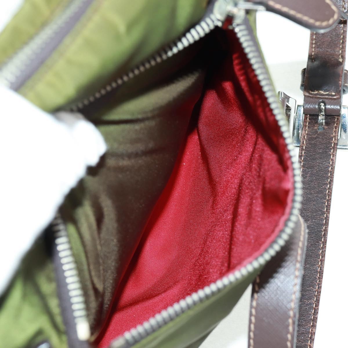 PRADA Shoulder Bag Nylon Green Silver Auth 161408