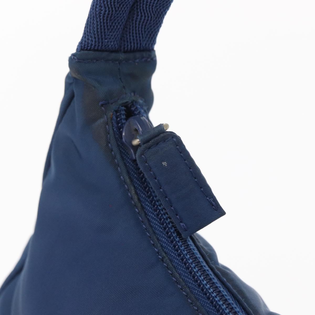 PRADA Hand Bag Nylon Blue Silver Auth 161409
