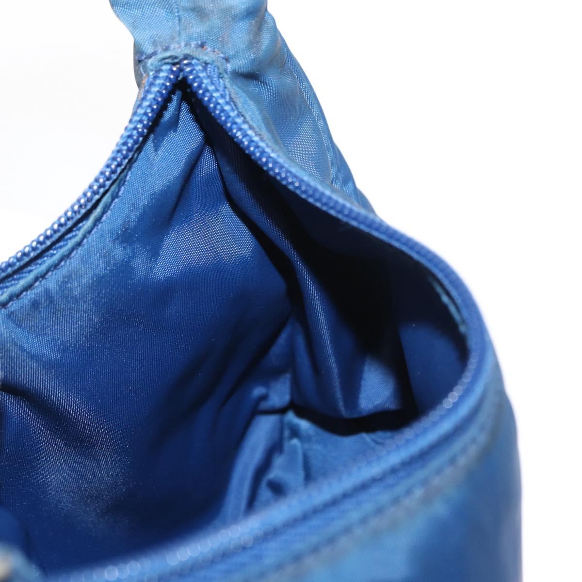 PRADA Hand Bag Nylon Blue Silver Auth 161409