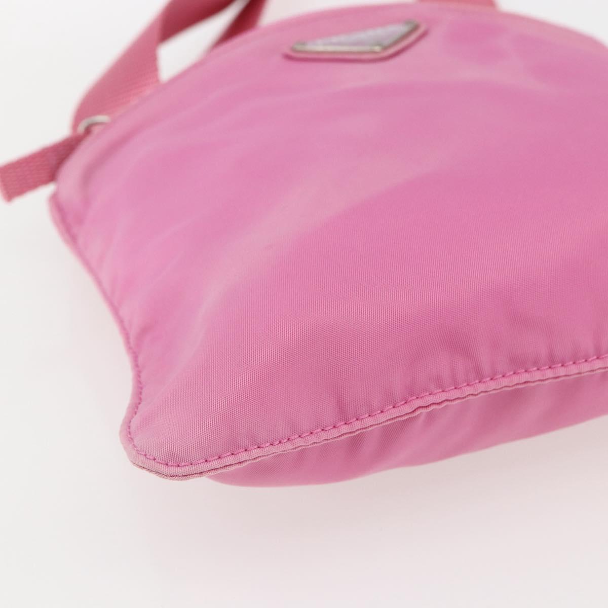 PRADA Shoulder Bag Nylon Pink Silver Auth 161410