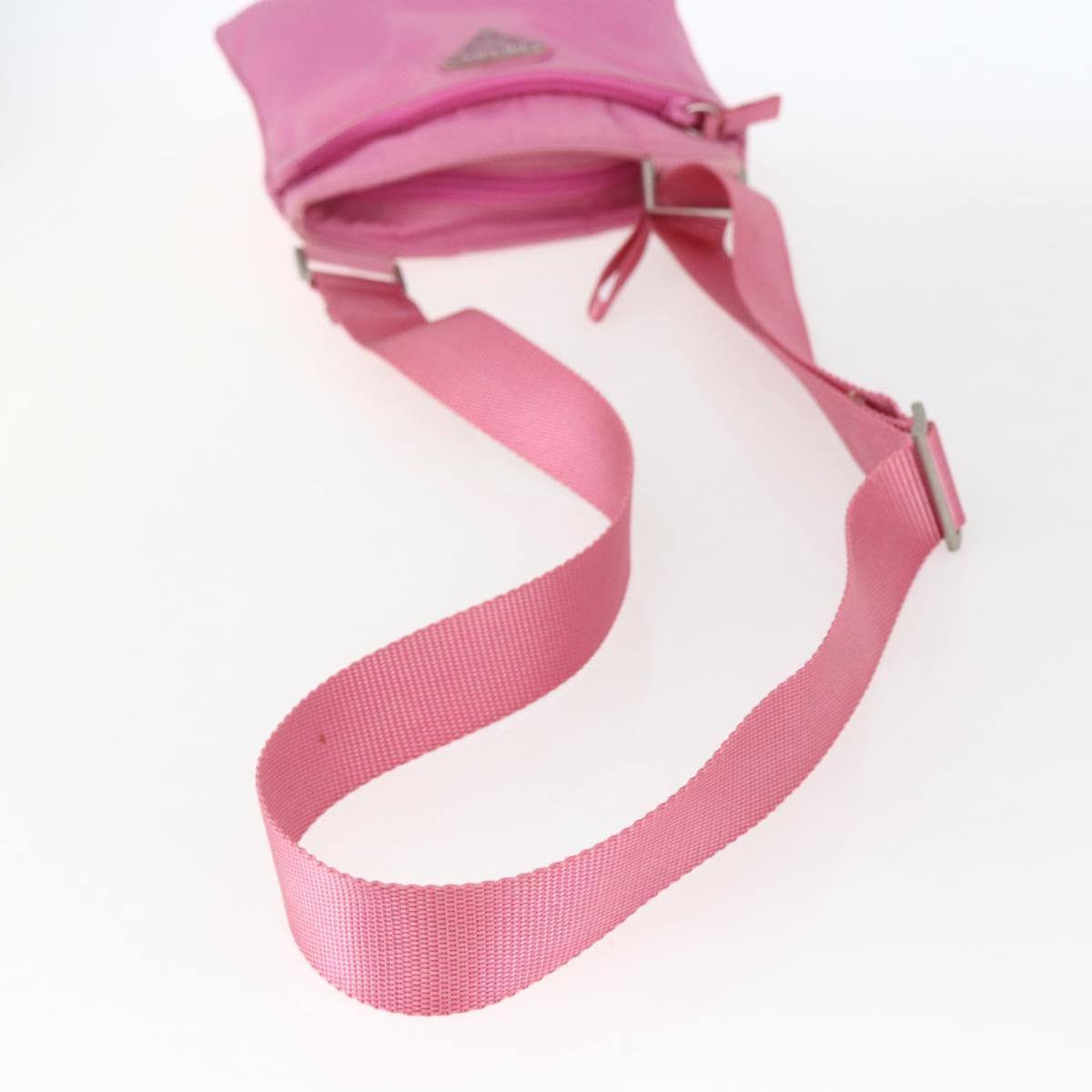 PRADA Shoulder Bag Nylon Pink Silver Auth 161410
