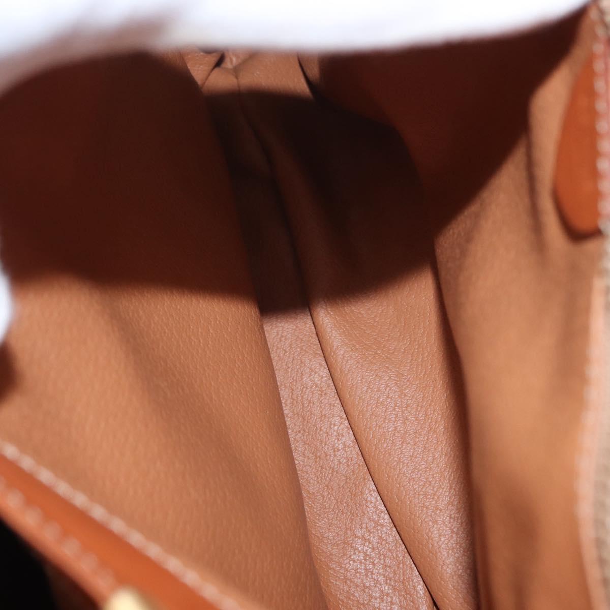 CELINE Macadam Canvas Hand Bag PVC Leather Brown Gold Auth 161411