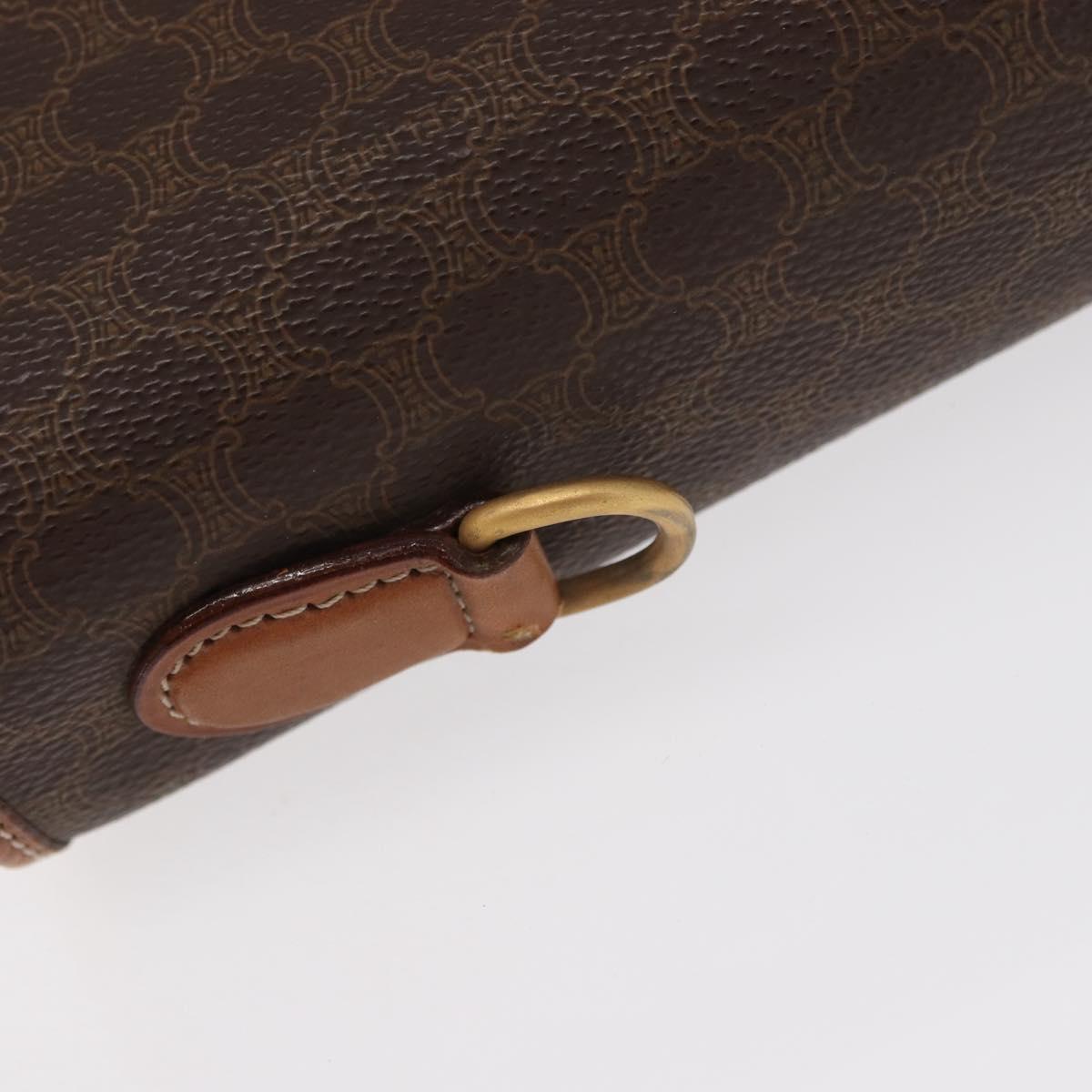 CELINE Macadam Canvas Hand Bag PVC Leather Brown Gold Auth 161411
