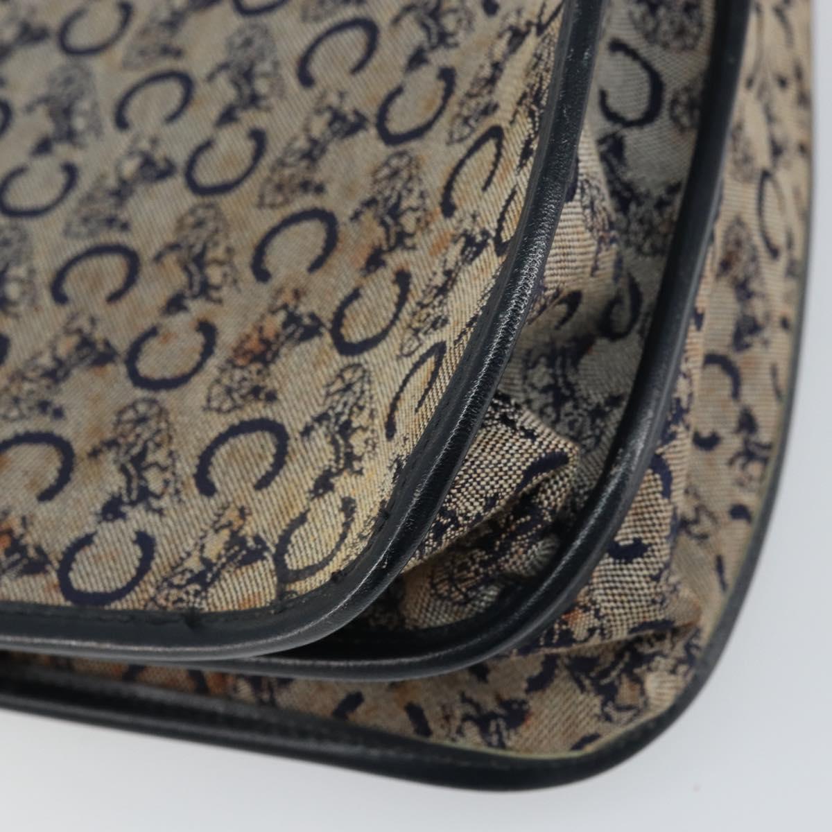 CELINE C Sulky Shoulder Bag Canvas Navy Gold Auth 161412