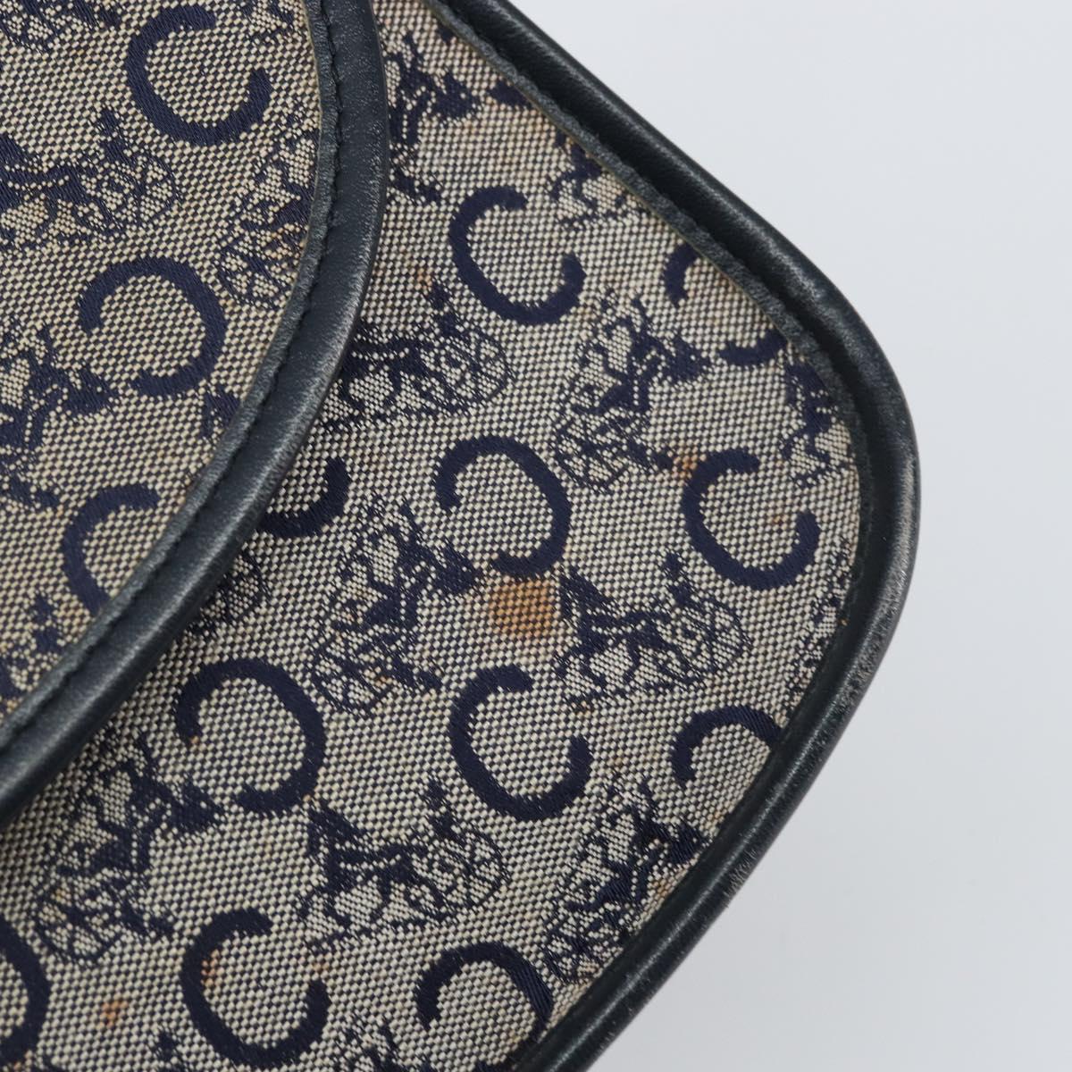 CELINE C Sulky Shoulder Bag Canvas Navy Gold Auth 161412