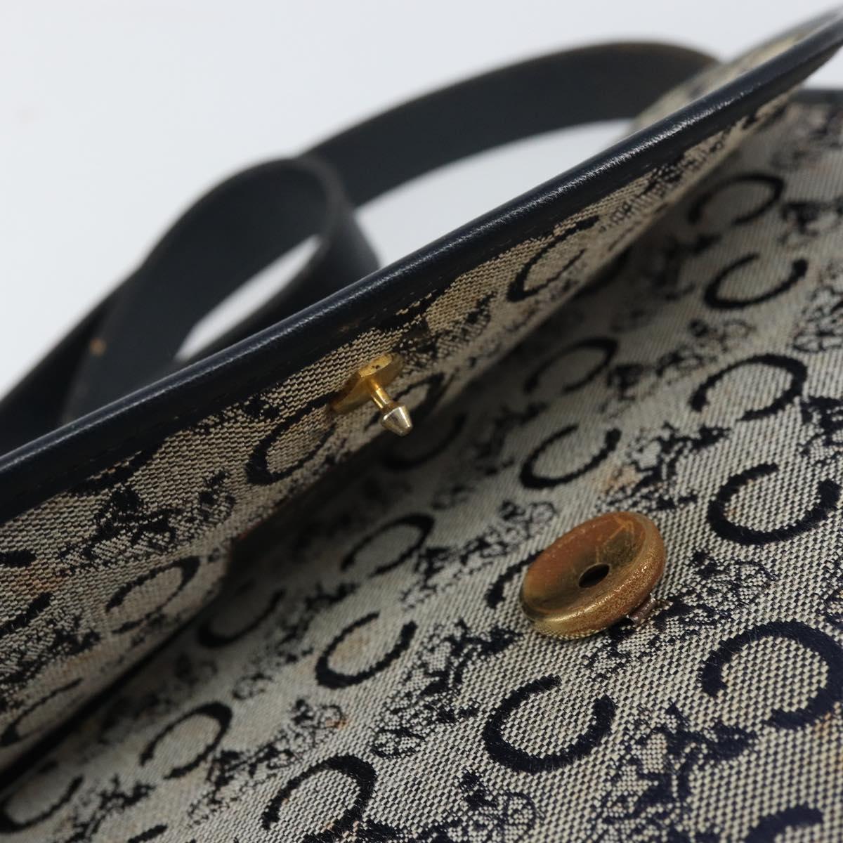 CELINE C Sulky Shoulder Bag Canvas Navy Gold Auth 161412