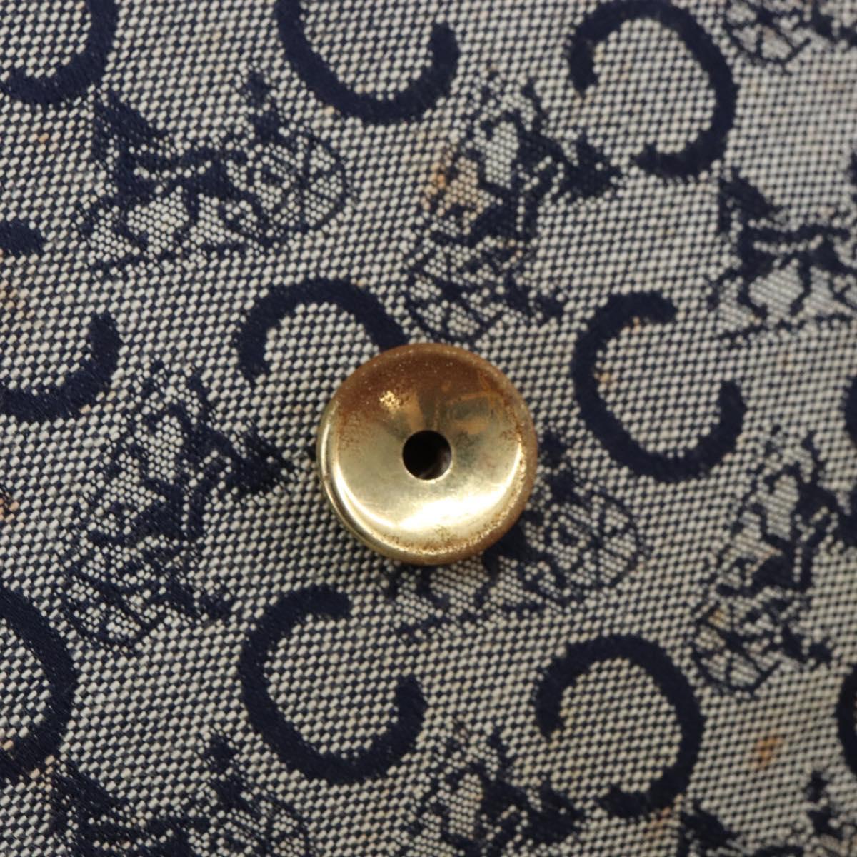 CELINE C Sulky Shoulder Bag Canvas Navy Gold Auth 161412