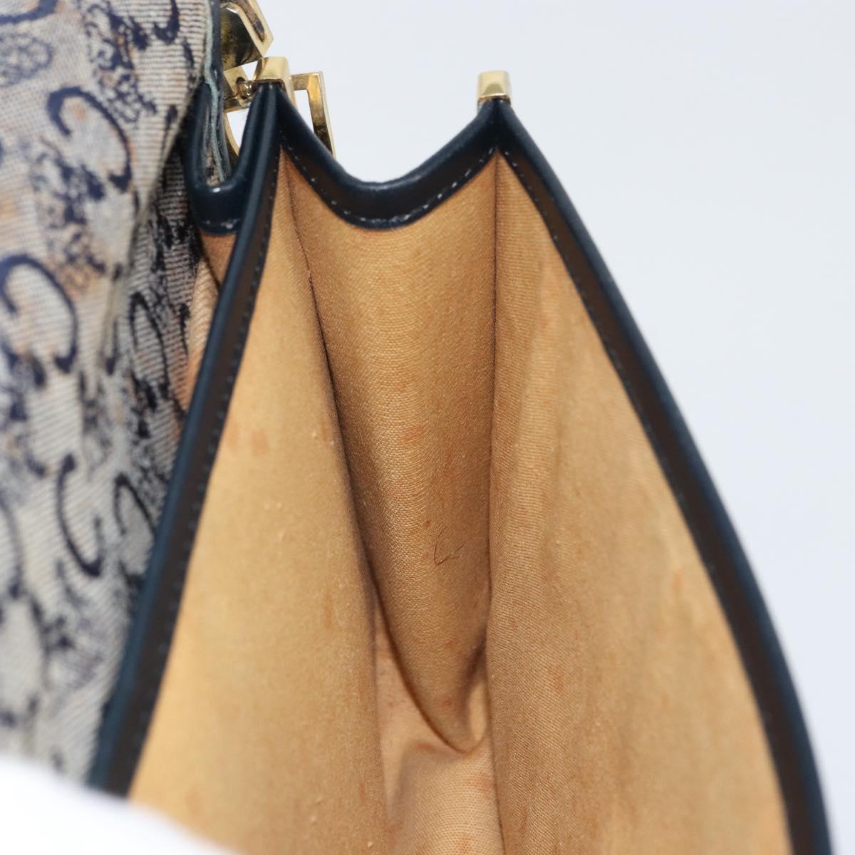 CELINE C Sulky Shoulder Bag Canvas Navy Gold Auth 161412