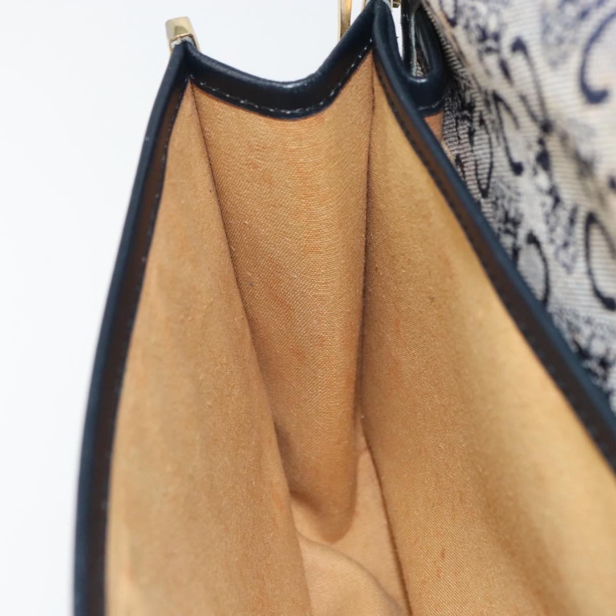 CELINE C Sulky Shoulder Bag Canvas Navy Gold Auth 161412