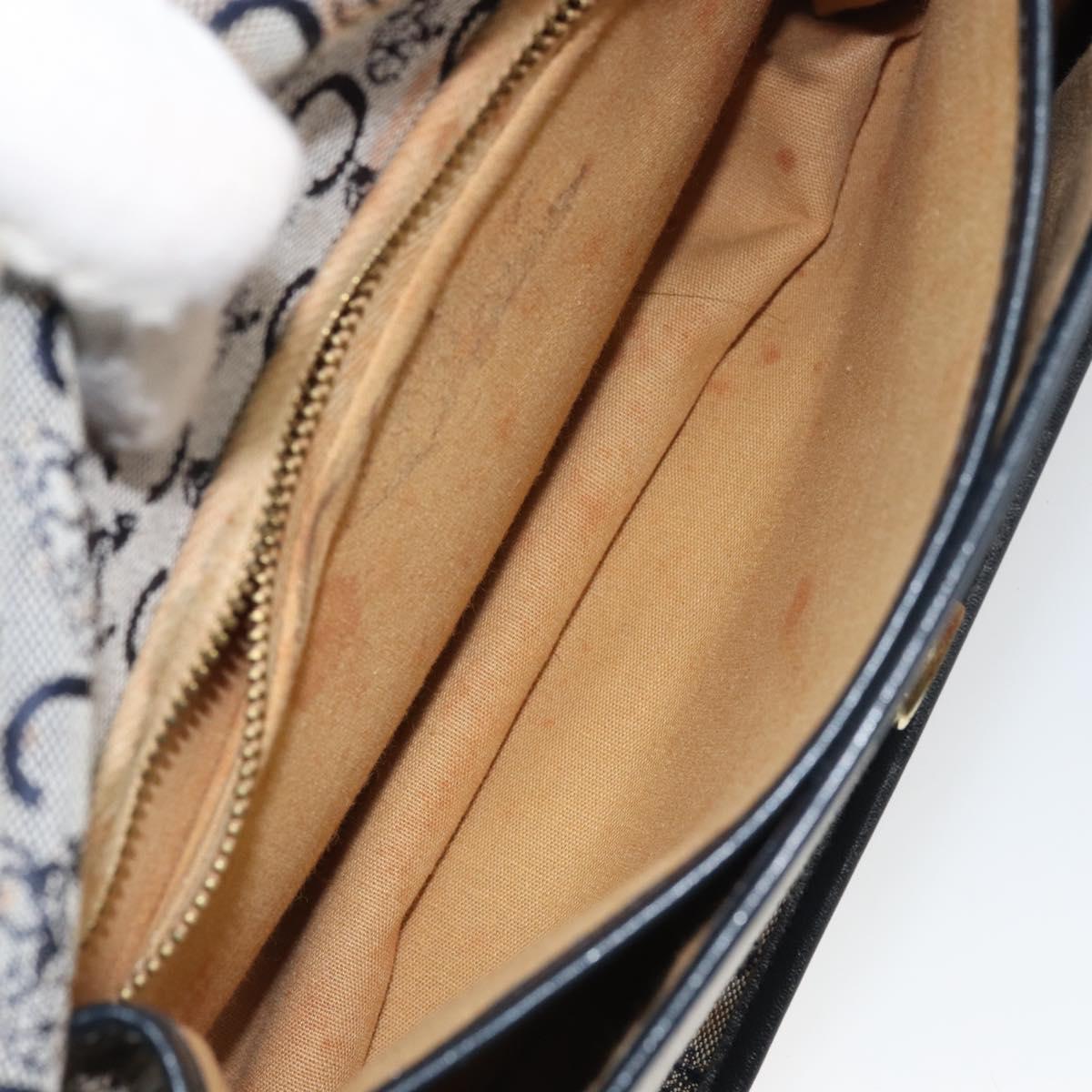 CELINE C Sulky Shoulder Bag Canvas Navy Gold Auth 161412