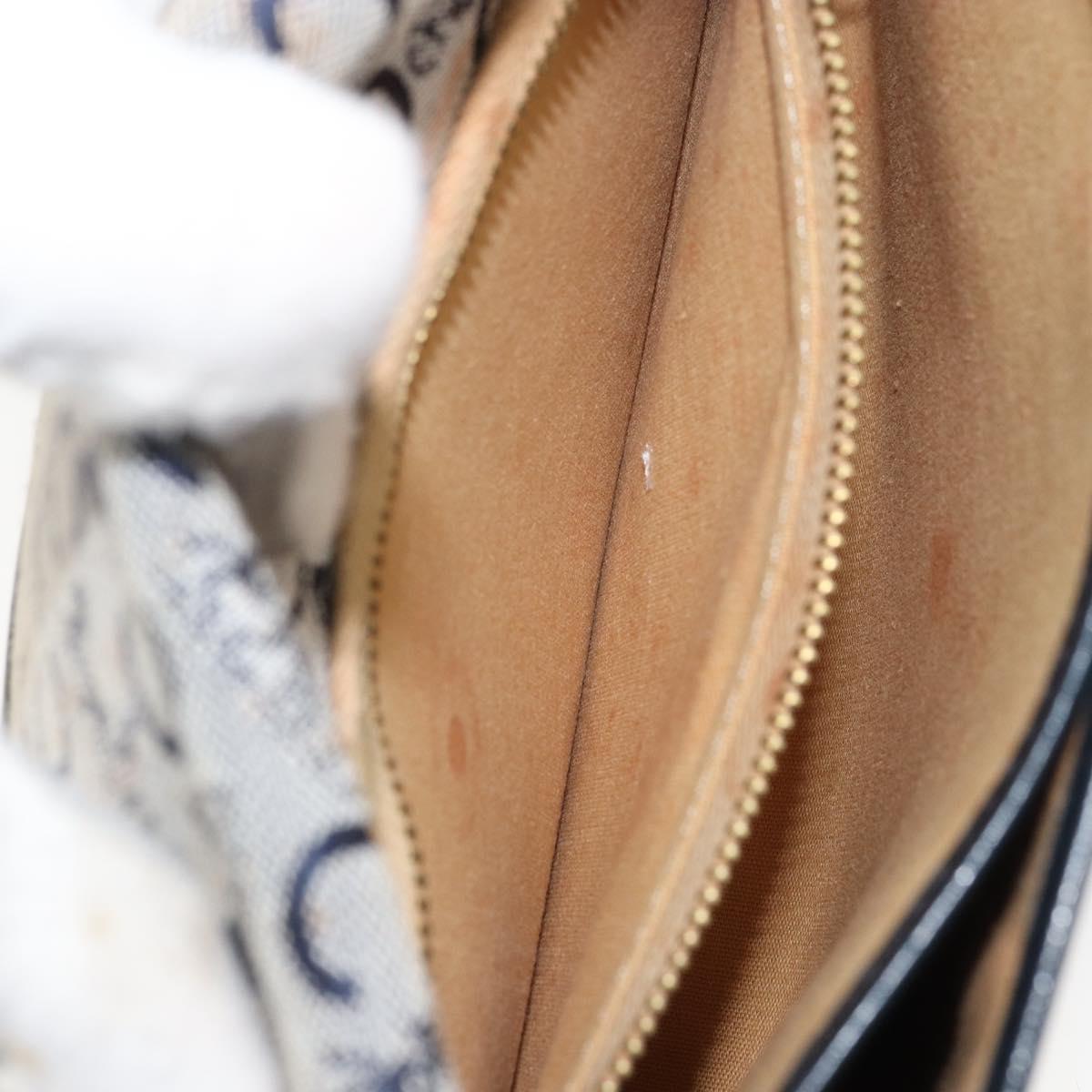 CELINE C Sulky Shoulder Bag Canvas Navy Gold Auth 161412