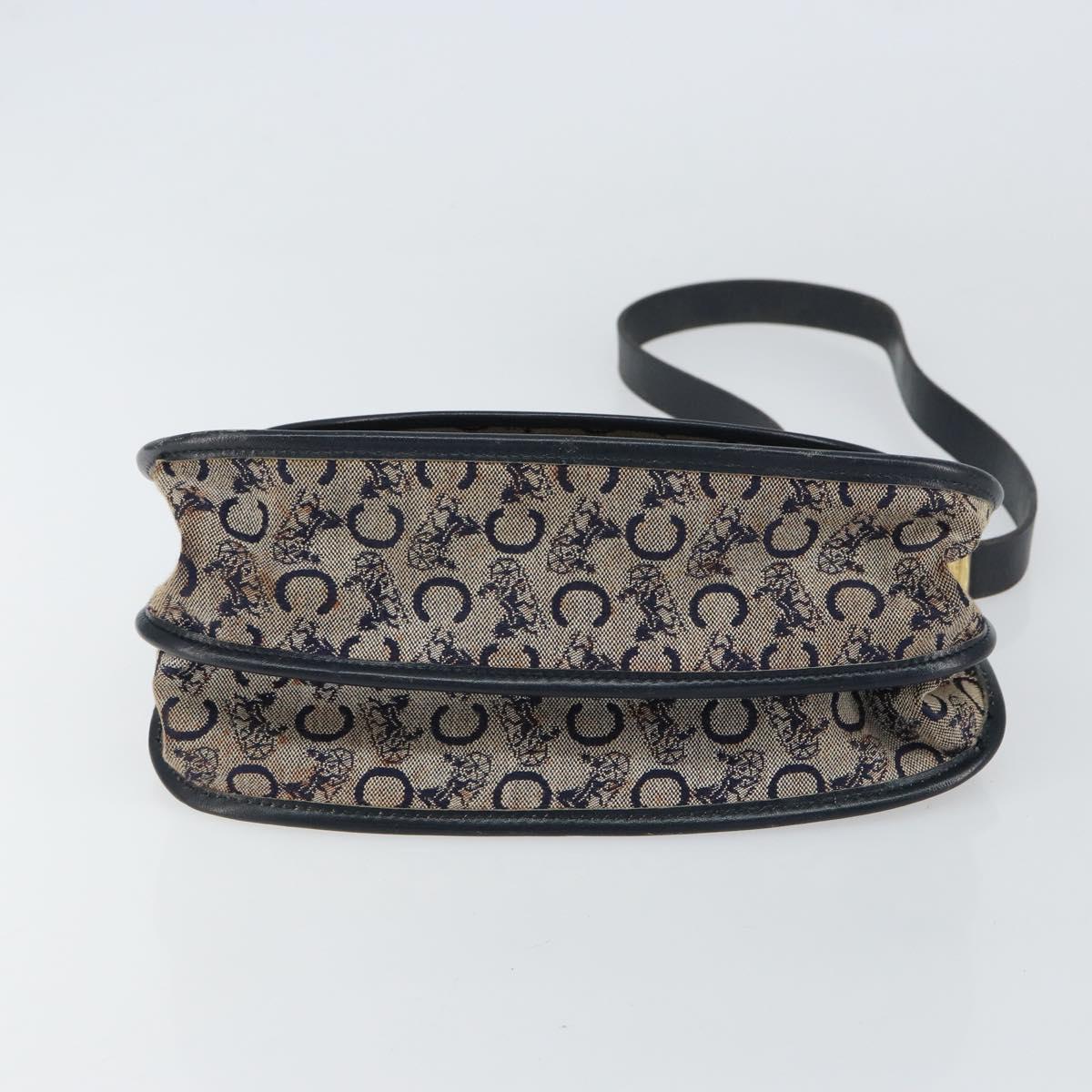 CELINE C Sulky Shoulder Bag Canvas Navy Gold Auth 161412