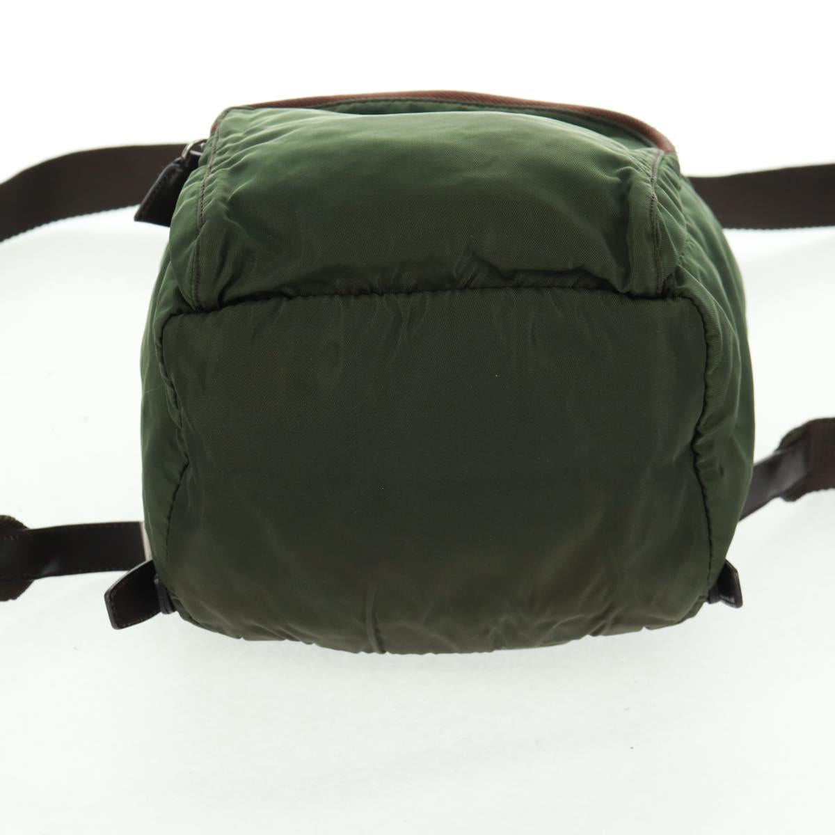 PRADA Backpack Nylon Green Silver Auth 161420