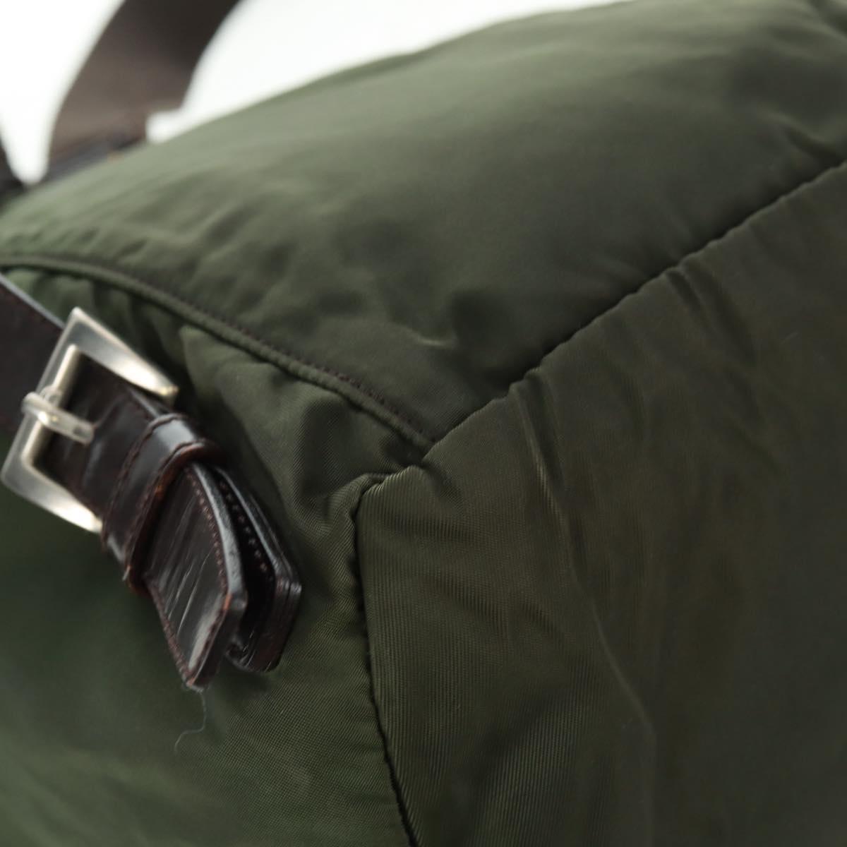 PRADA Backpack Nylon Green Silver Auth 161420