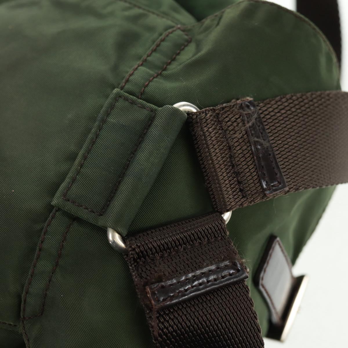 PRADA Backpack Nylon Green Silver Auth 161420