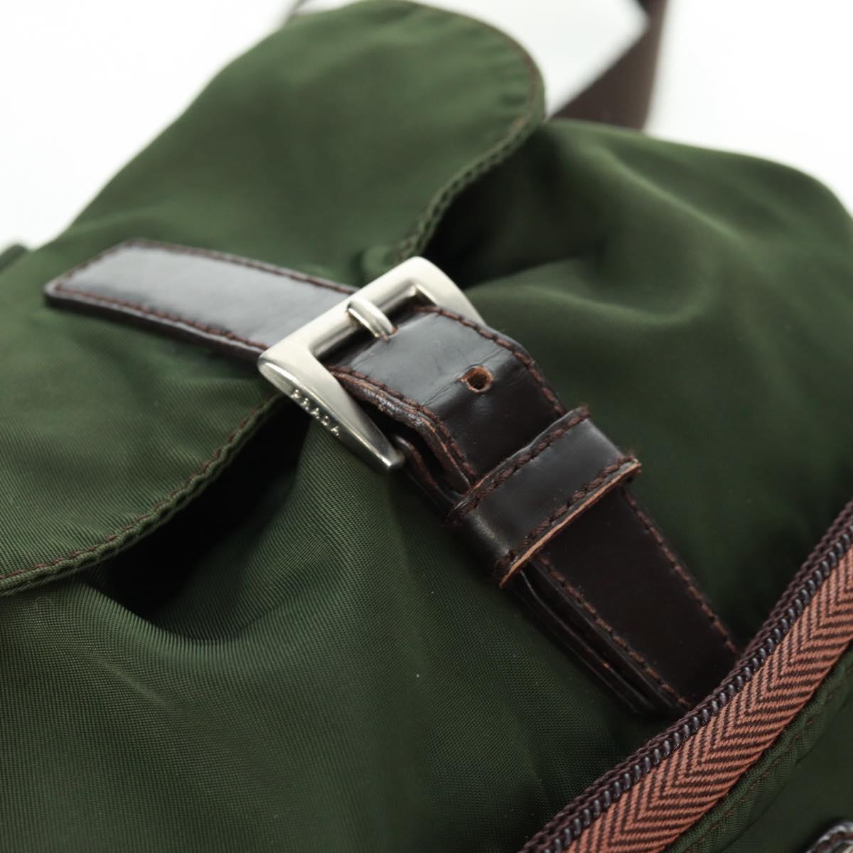 PRADA Backpack Nylon Green Silver Auth 161420