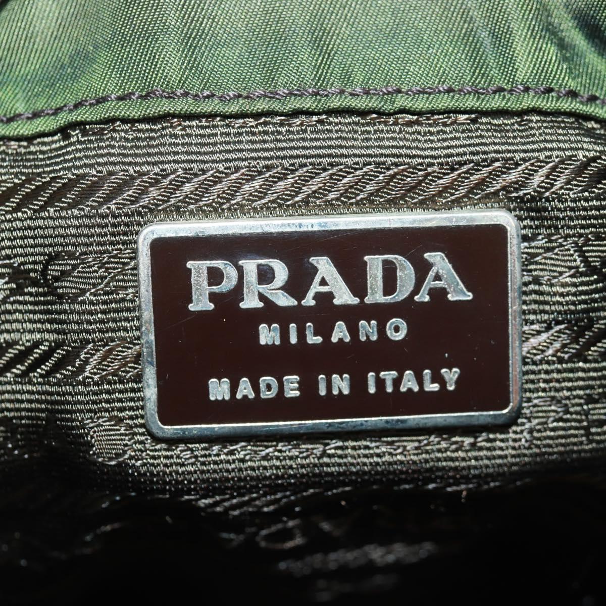 PRADA Backpack Nylon Green Silver Auth 161420