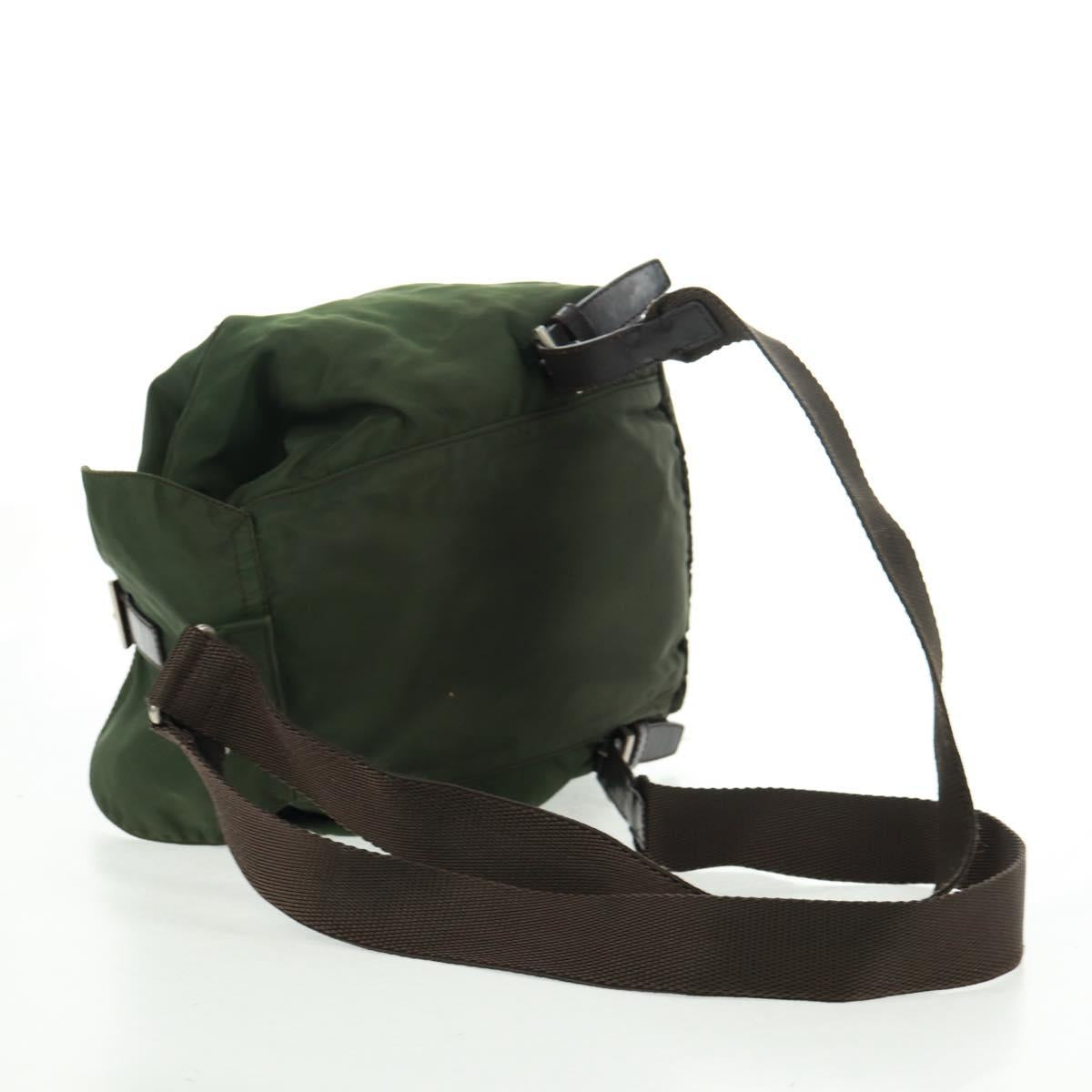 PRADA Backpack Nylon Green Silver Auth 161420