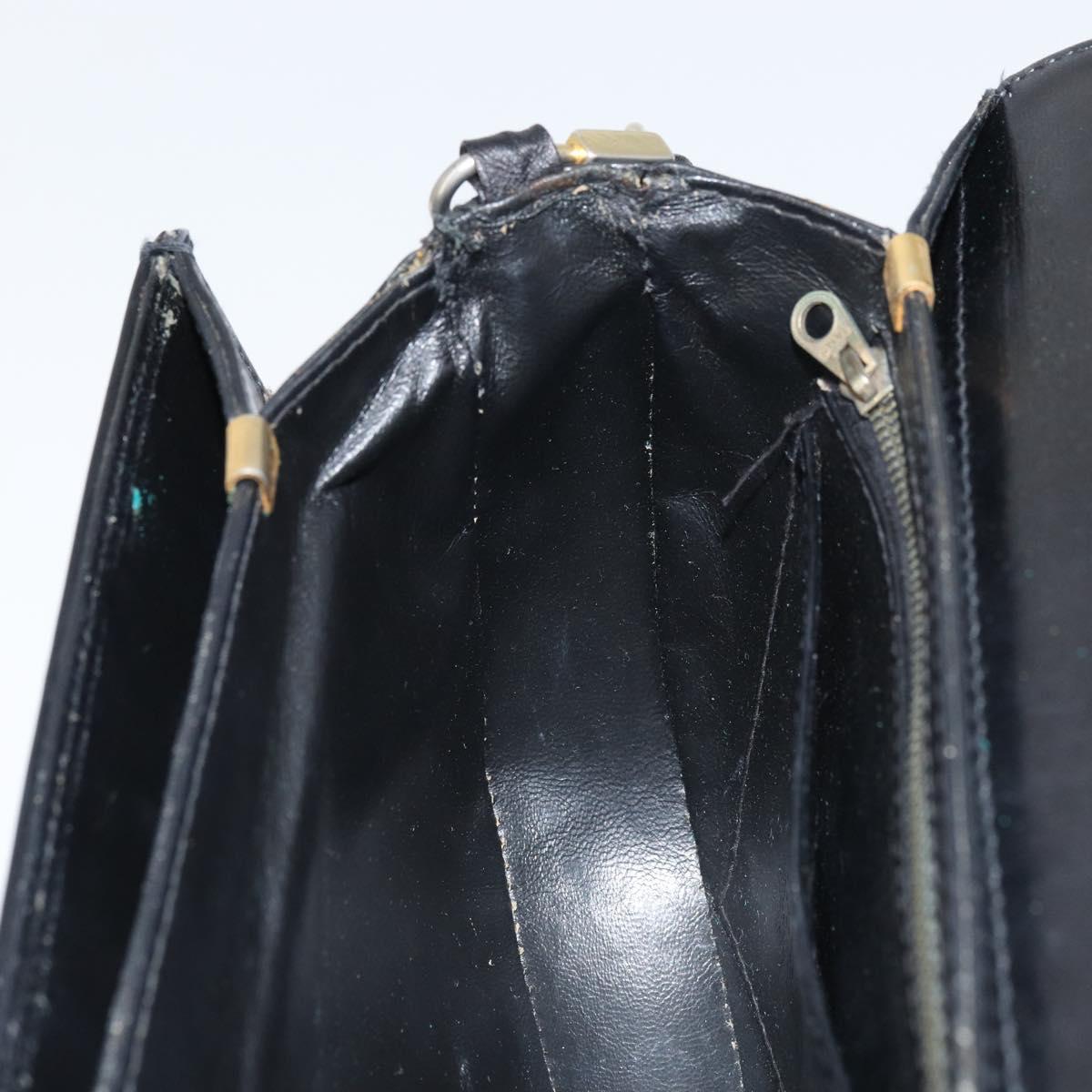 CELINE Horse Carriage Shoulder Bag Leather Black Gold Auth 161421