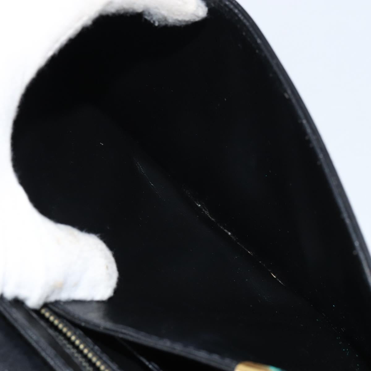 CELINE Horse Carriage Shoulder Bag Leather Black Gold Auth 161421