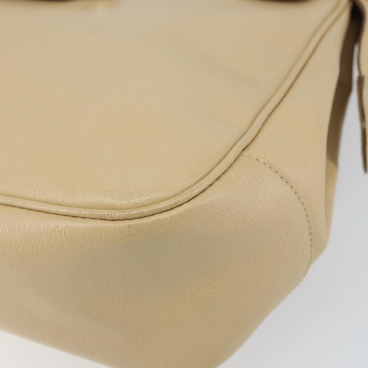 Salvatore Ferragamo Gancini Shoulder Bag Leather Beige Gold Auth 161430