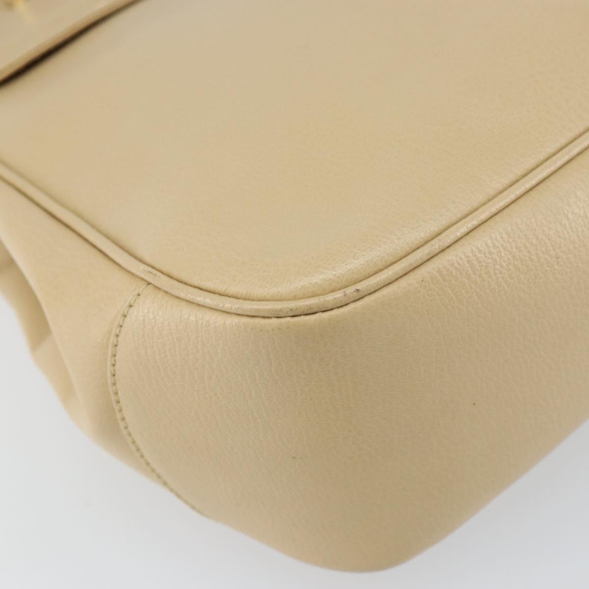 Salvatore Ferragamo Gancini Shoulder Bag Leather Beige Gold Auth 161430