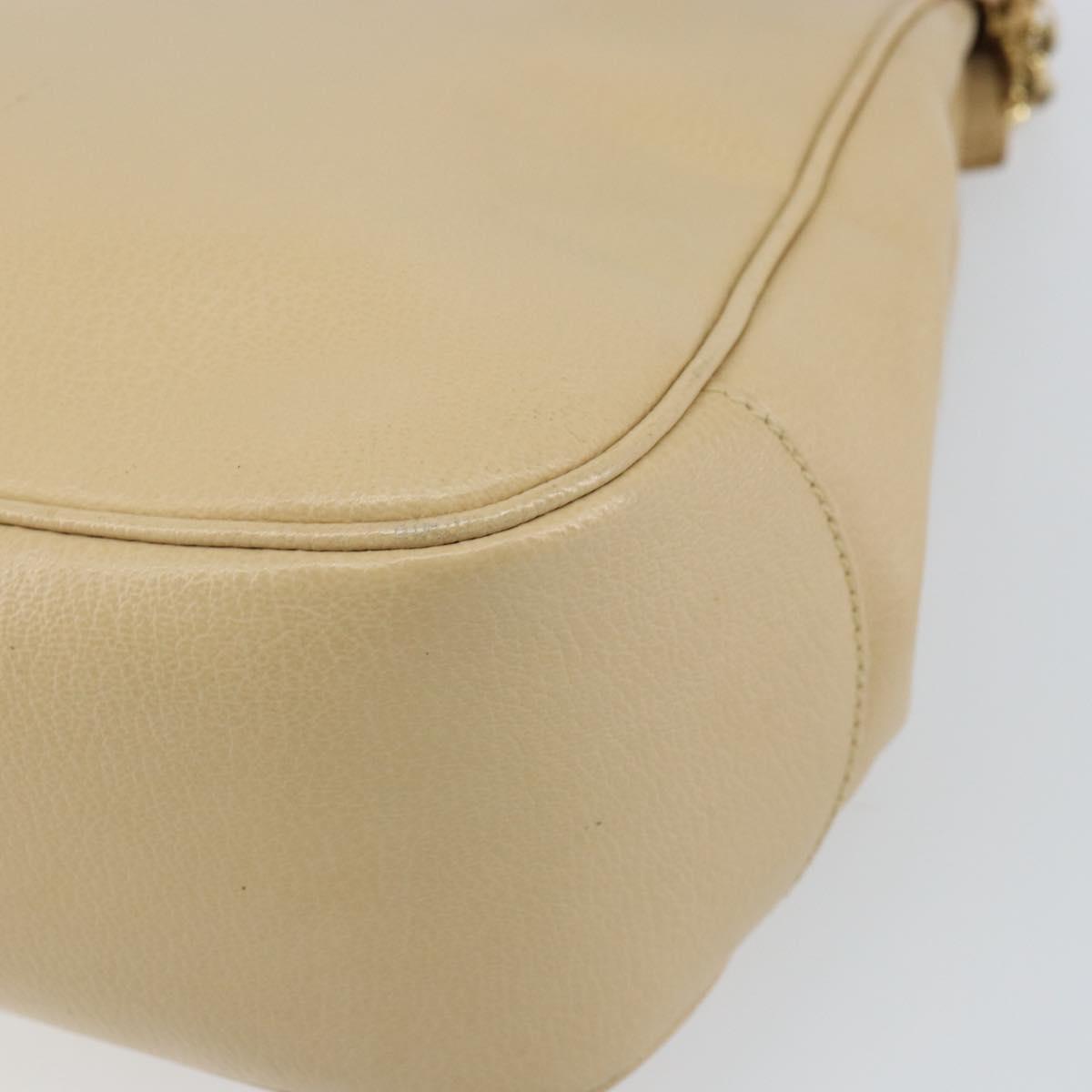 Salvatore Ferragamo Gancini Shoulder Bag Leather Beige Gold Auth 161430