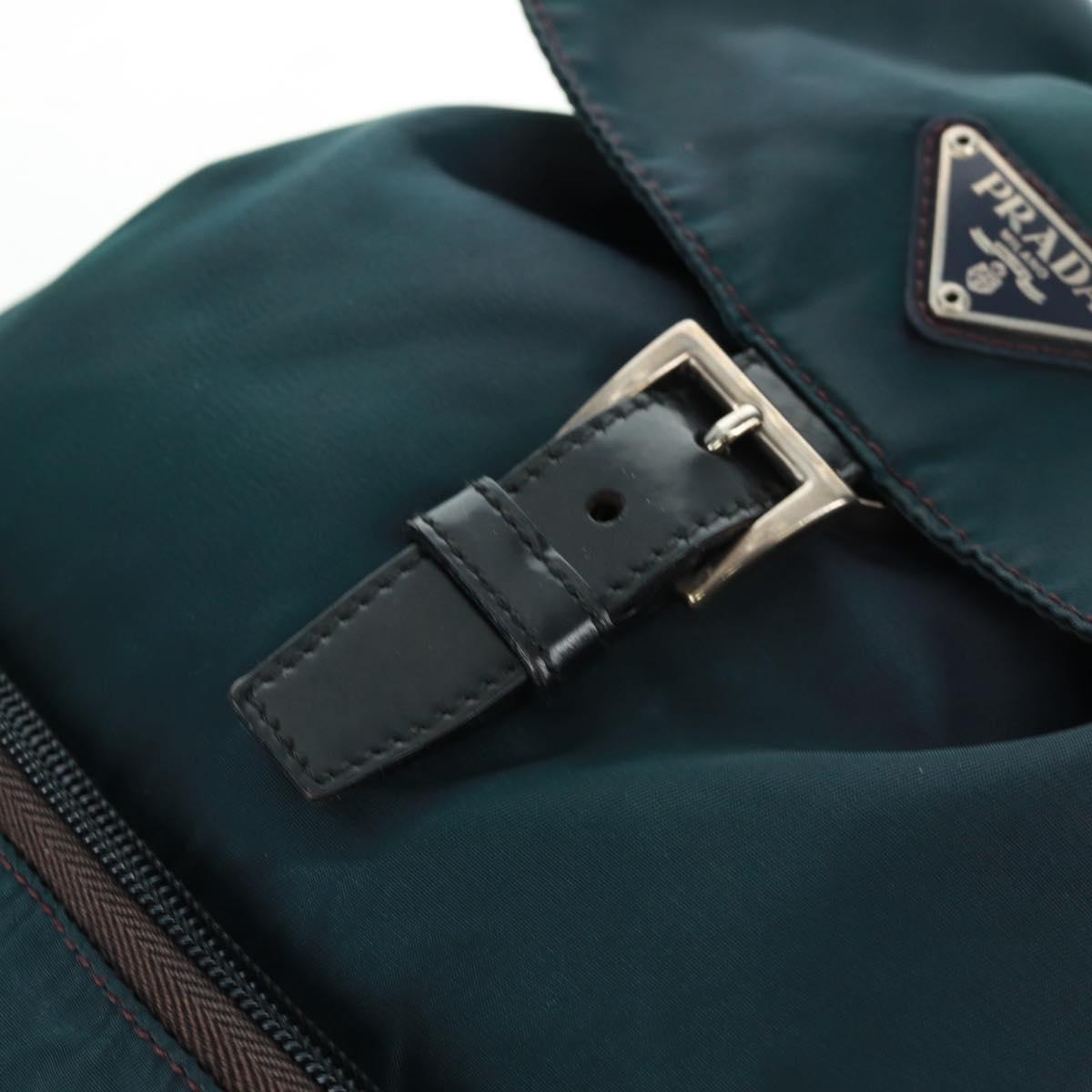PRADA Backpack Nylon Green Silver Auth 161433