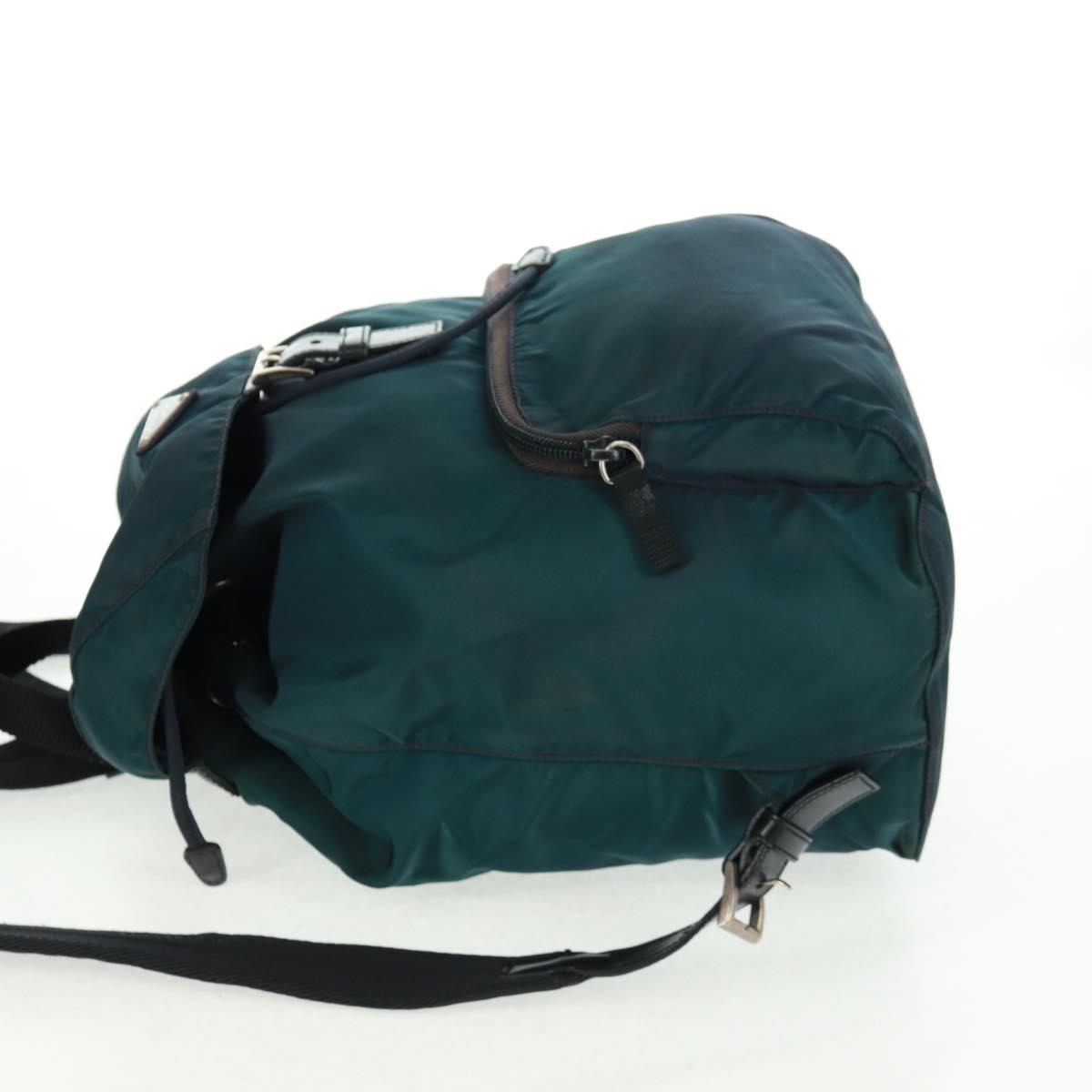 PRADA Backpack Nylon Green Silver Auth 161433