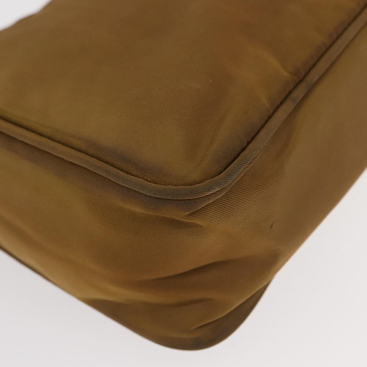 PRADA Hand Bag Nylon Brown Auth 161437