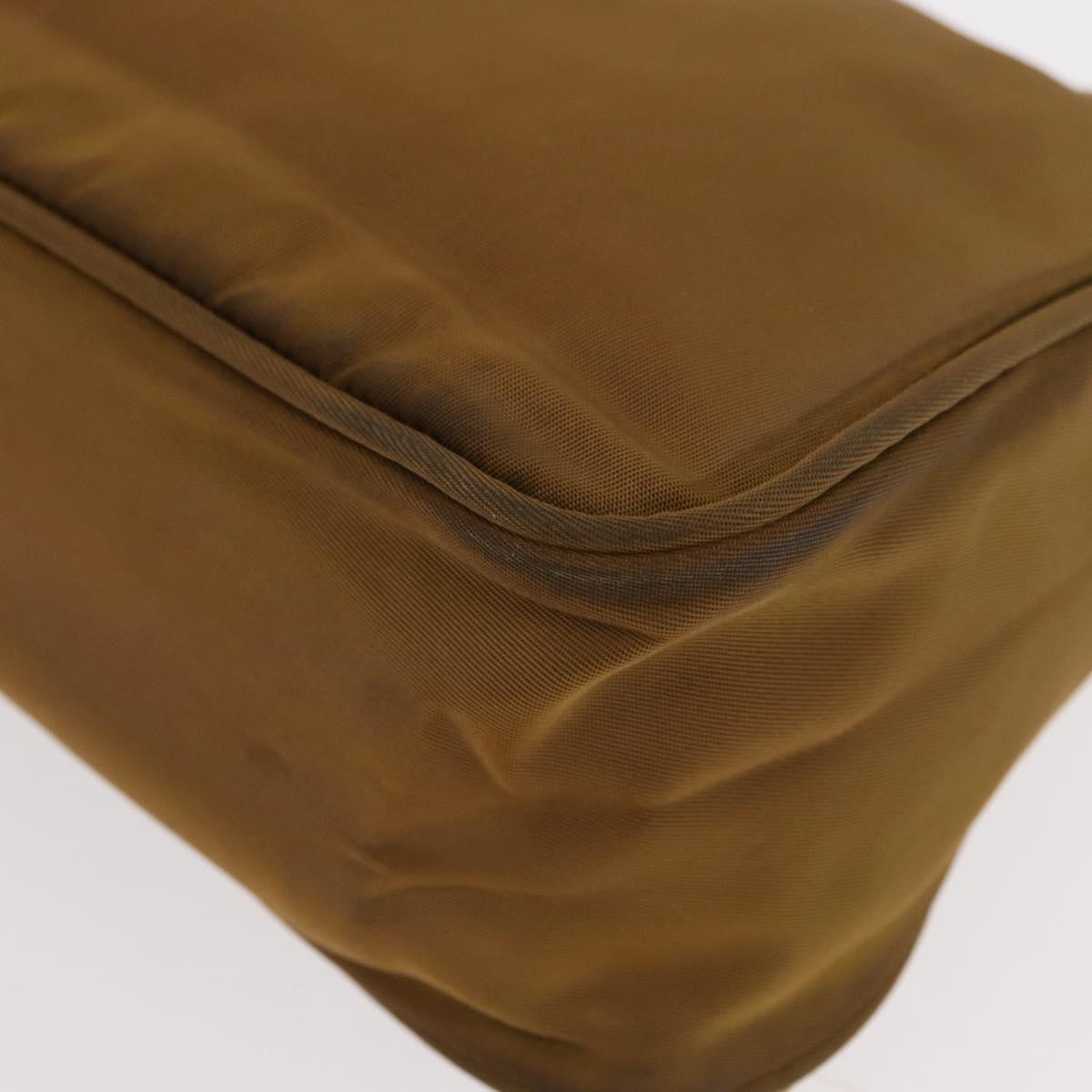 PRADA Hand Bag Nylon Brown Auth 161437
