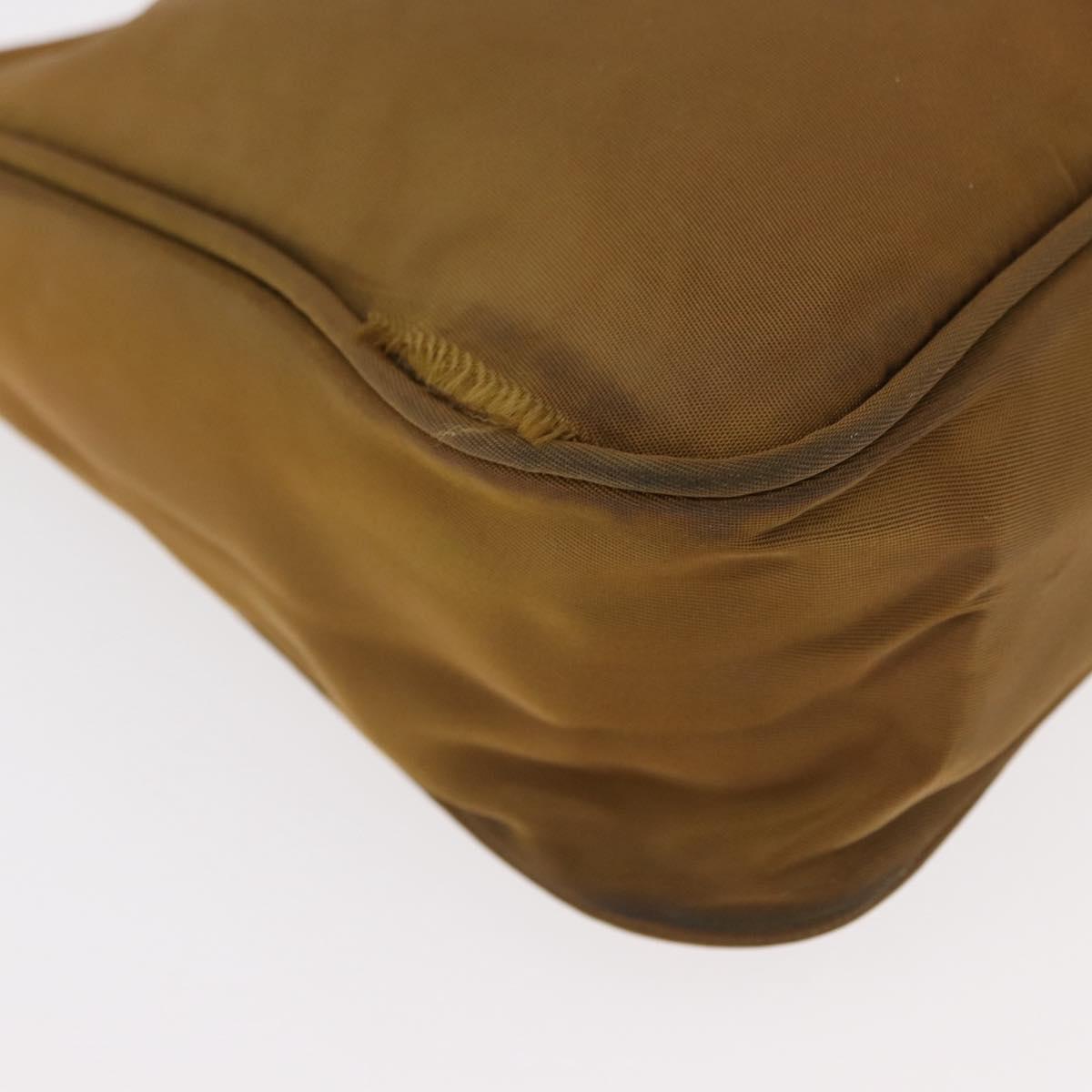 PRADA Hand Bag Nylon Brown Auth 161437